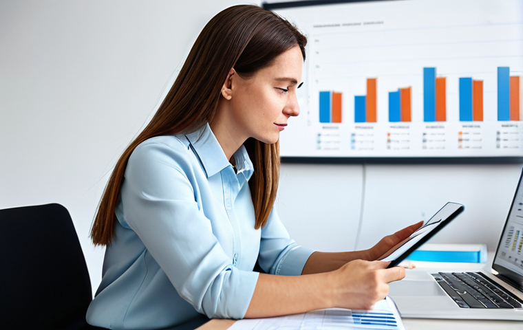A professional Polish woman in her late 20s to early 30s, dressed in a modest business casual outfit, seated at a clean, contemporary desk. Her left side subtly represents past financial disarray with blurred, chaotic papers, while her right side shows her calmly interacting with a sleek tablet displaying intuitive, colorful financial data visualizations (charts, graphs of income/expenses). Her expression is calm and empowered, signifying clarity and control. Environment: A bright, modern home office with soft, natural lighting. Professional photography, high detail, sharp focus, clean aesthetic, natural pose, perfect anatomy, correct proportions, well-formed hands, proper finger count. Fully clothed, modest clothing, appropriate attire, professional dress, safe for work, appropriate content, family-friendly.